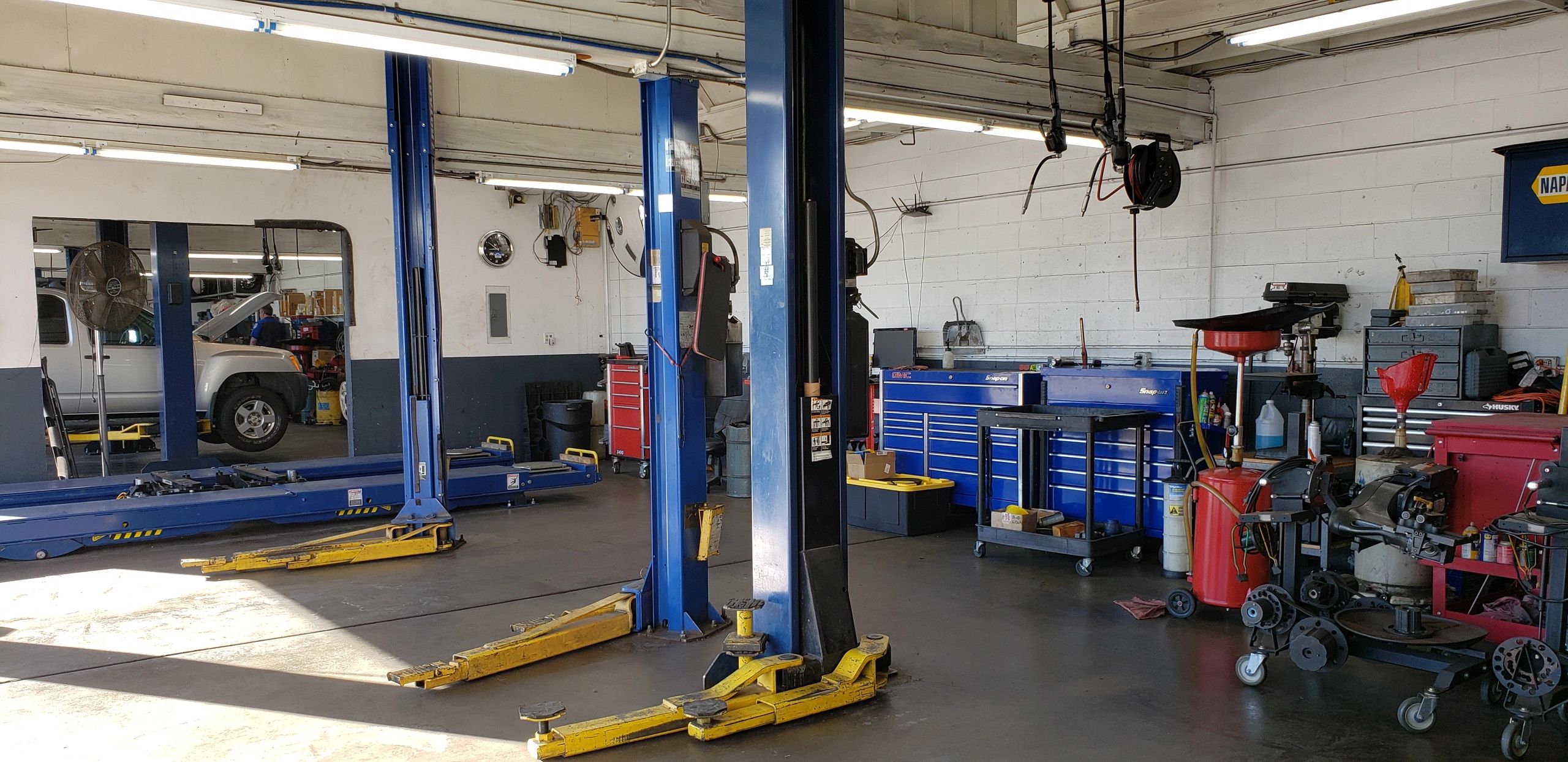 Interior of Escondido Auto Tech mechanic bays